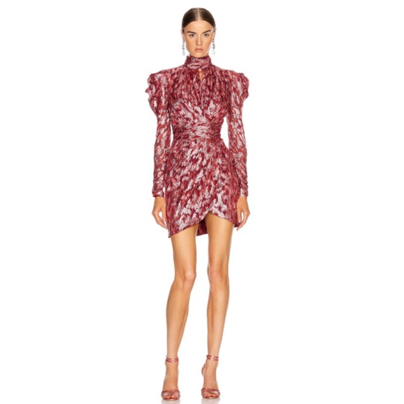 SIMKHAI - METALLIC MOCK-NECK MINI DRESS